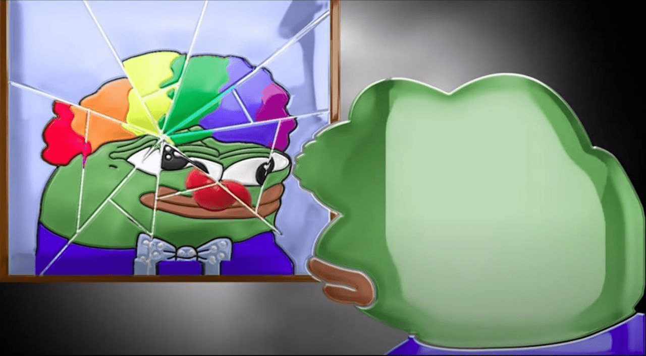 Clown in Mirror Pepe - Pepe The Frog
