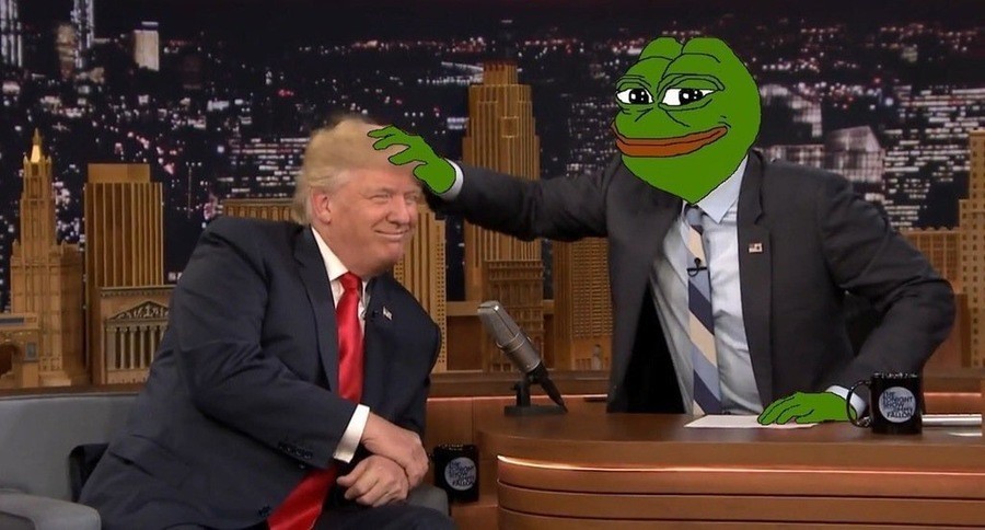 Pepe The Frog Pepe messes up Donald Trump's hair