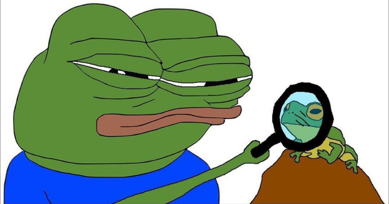 Pepe explores a frog with a magnifying glass - Pepe The Frog