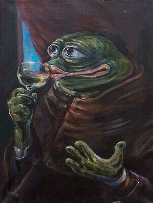 Pepe Monk with a wine painting
