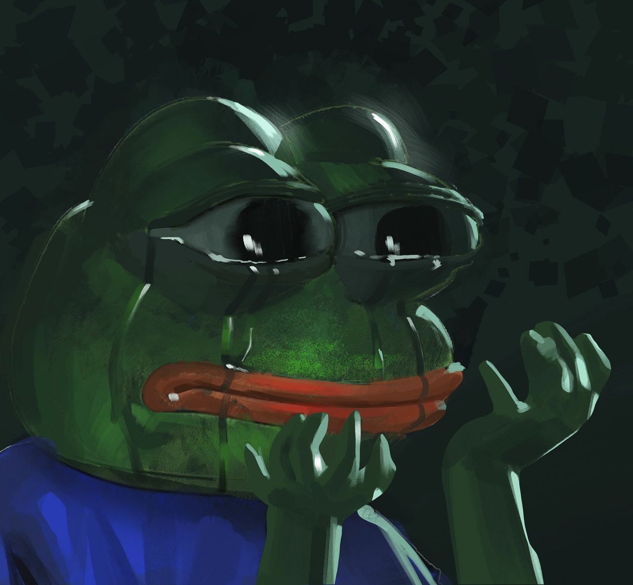 Pepe Hands Crying Painting - Pepe The Frog