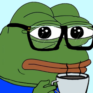 Pepe with coffee cup