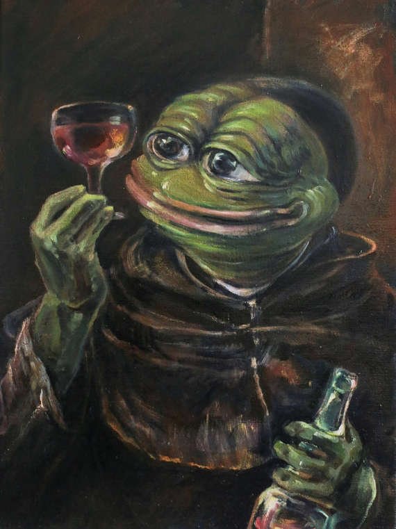 Wine Monk Pepe Art Painting - Pepe The Frog